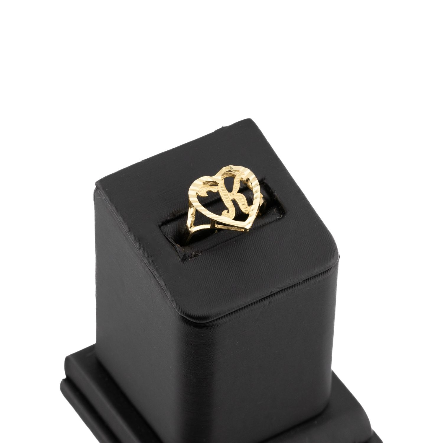 10k Initial Heart Ring