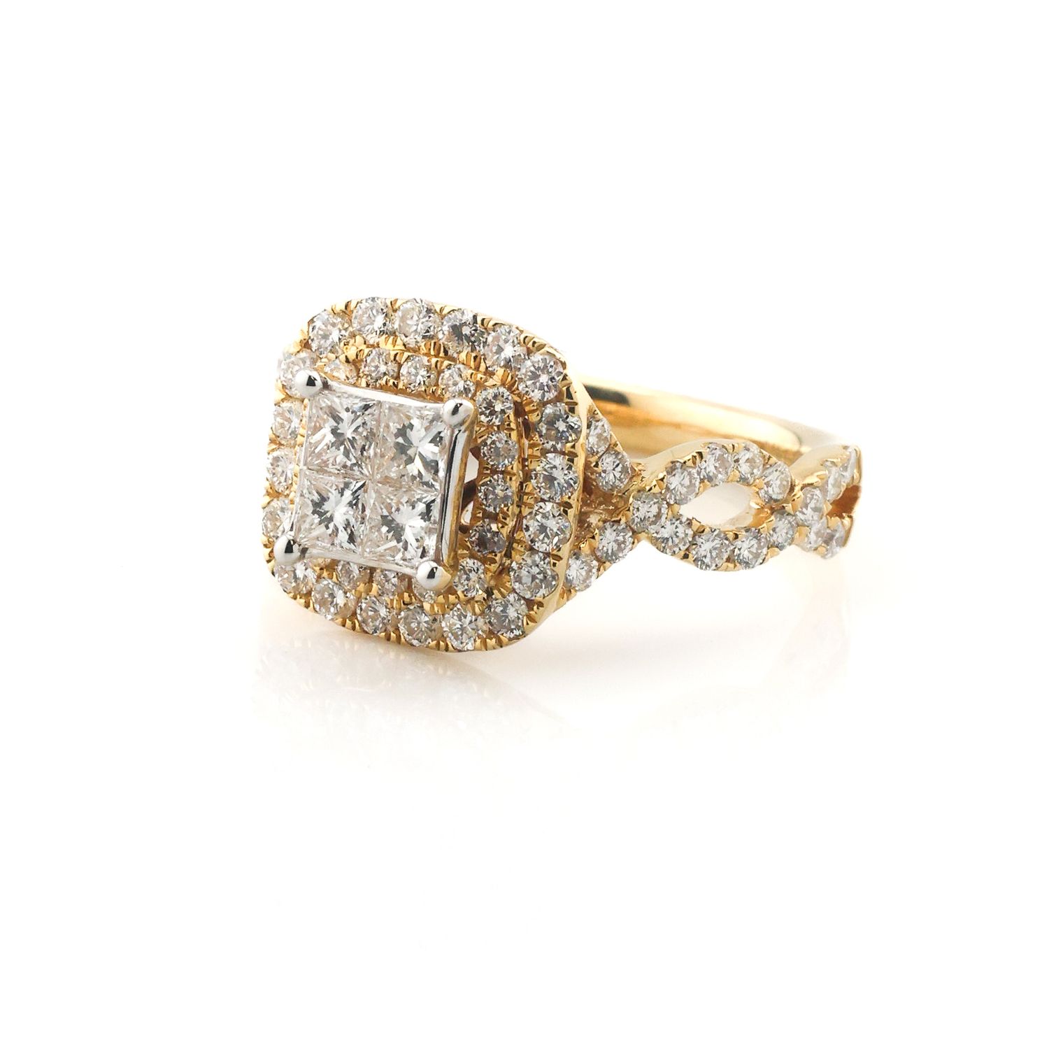 14k Quad Diamond Infinity band Ring