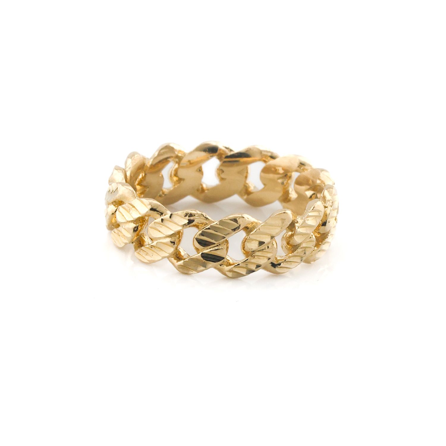 14k Diamond cut Cuban Ring