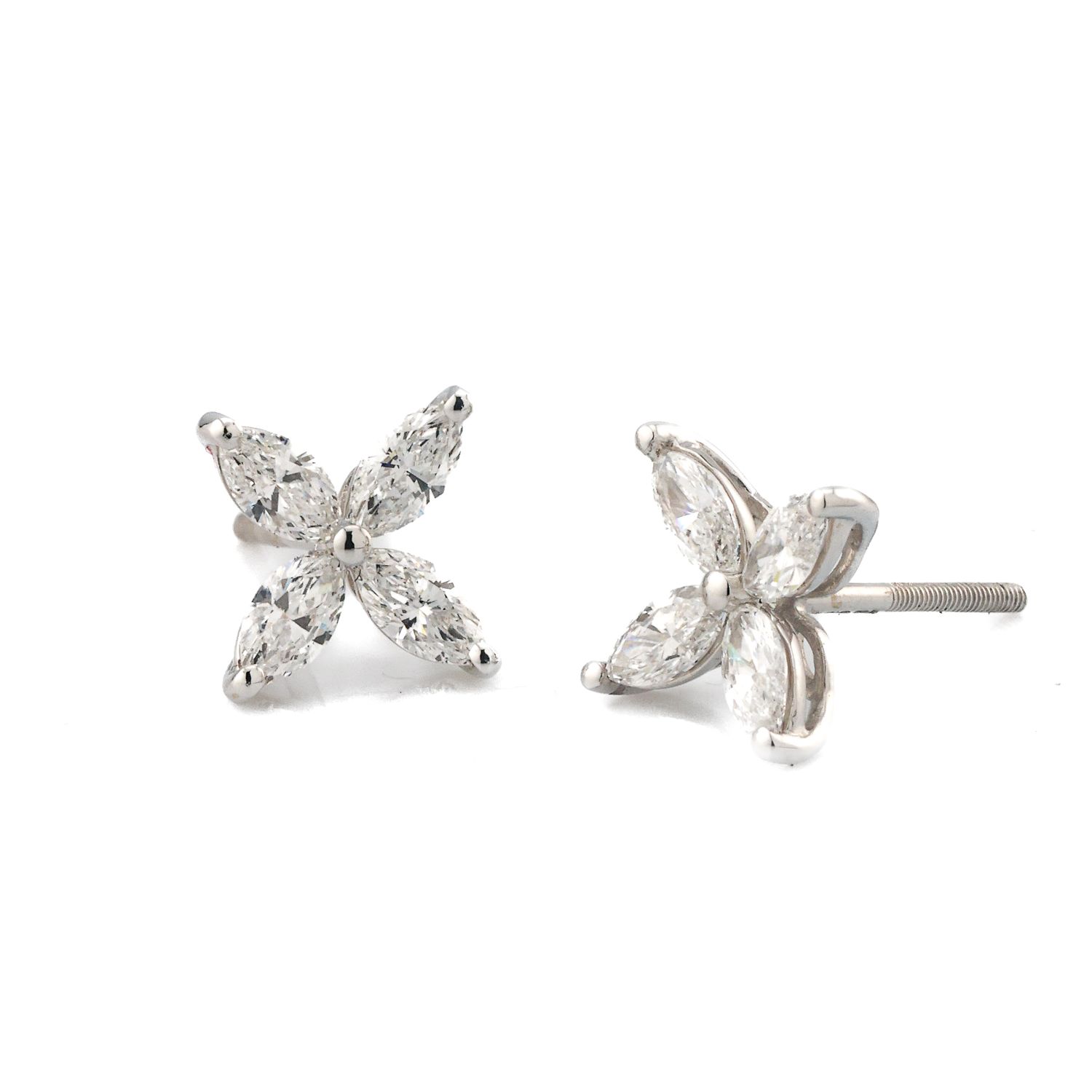 14k White Diamond Flower earrings