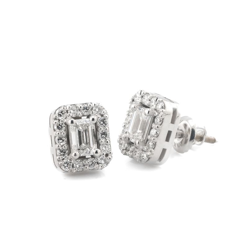 14k Emerald Cluster Earrings S