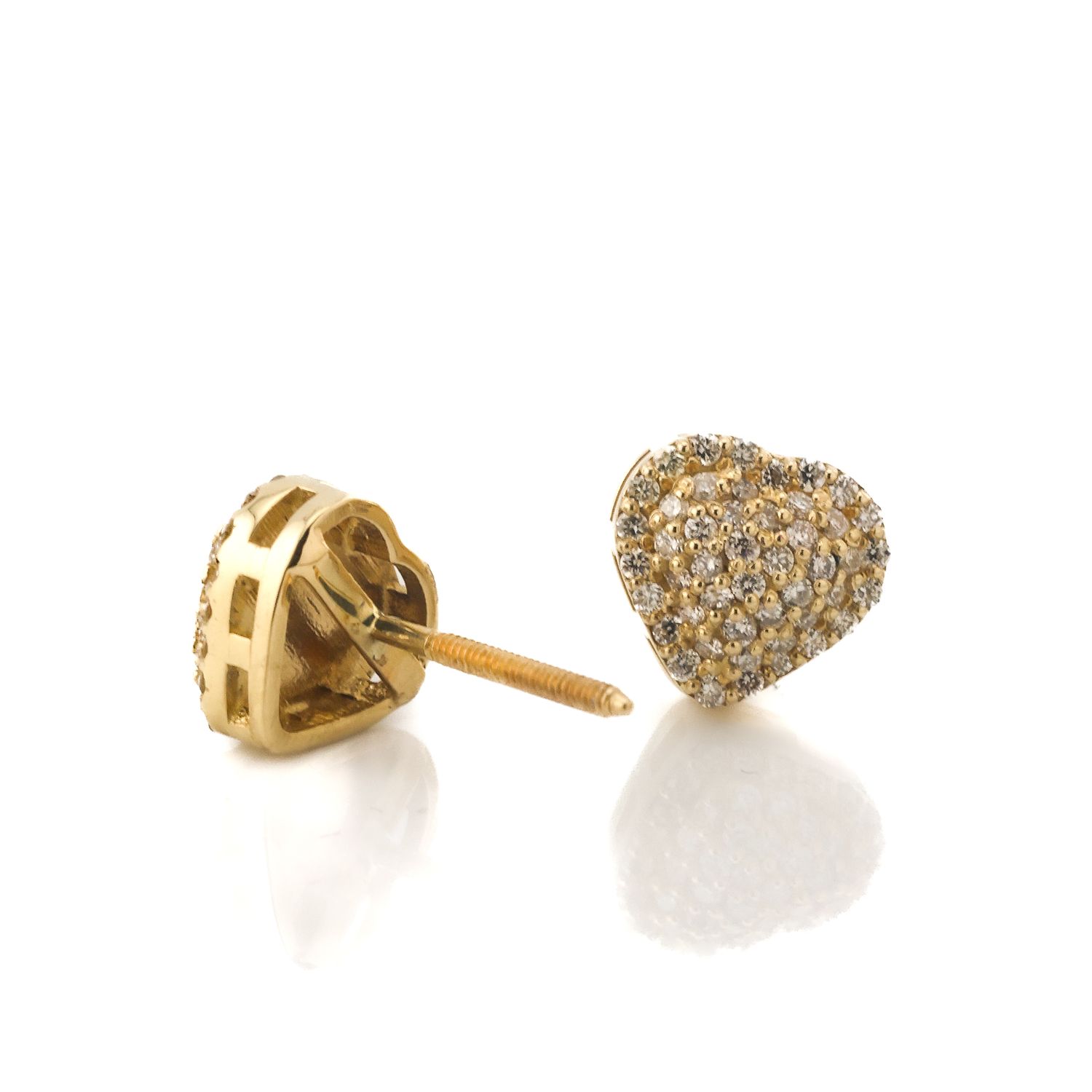14k Heart Diamond Earrings