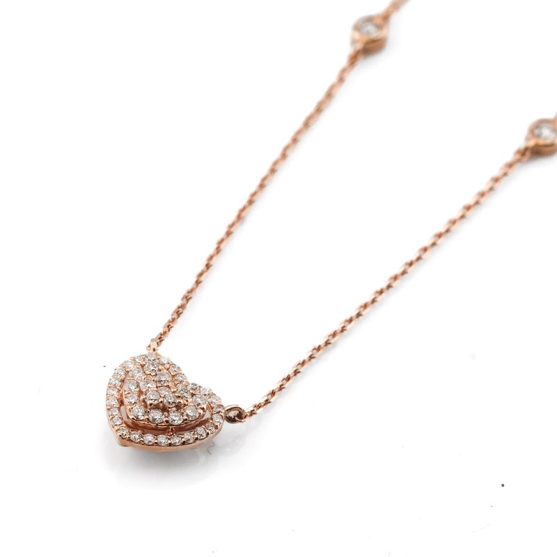 14k Heart Cluster Diamond Necklace