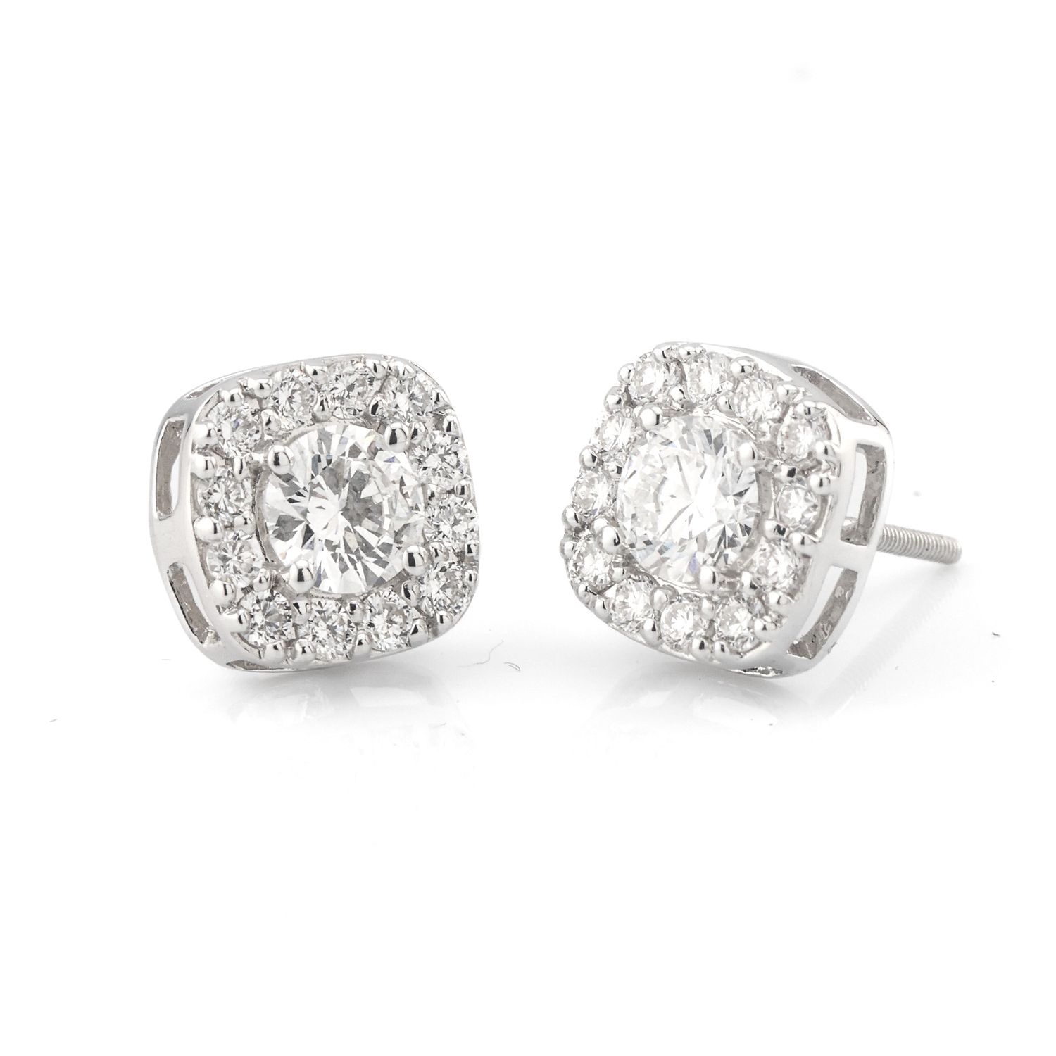 14k Round halo Diamond Earrings