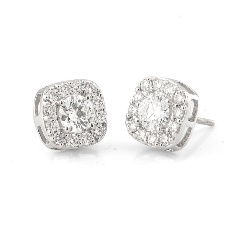 14k Round halo Diamond Earrings