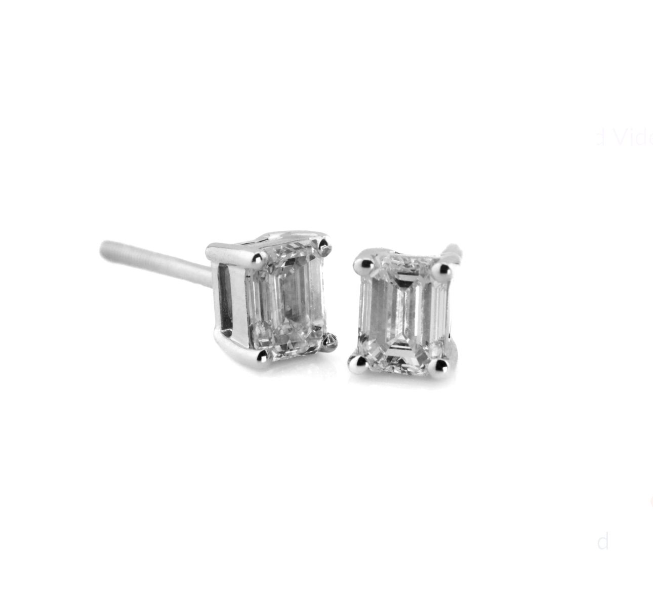14k Emerald cut Studs