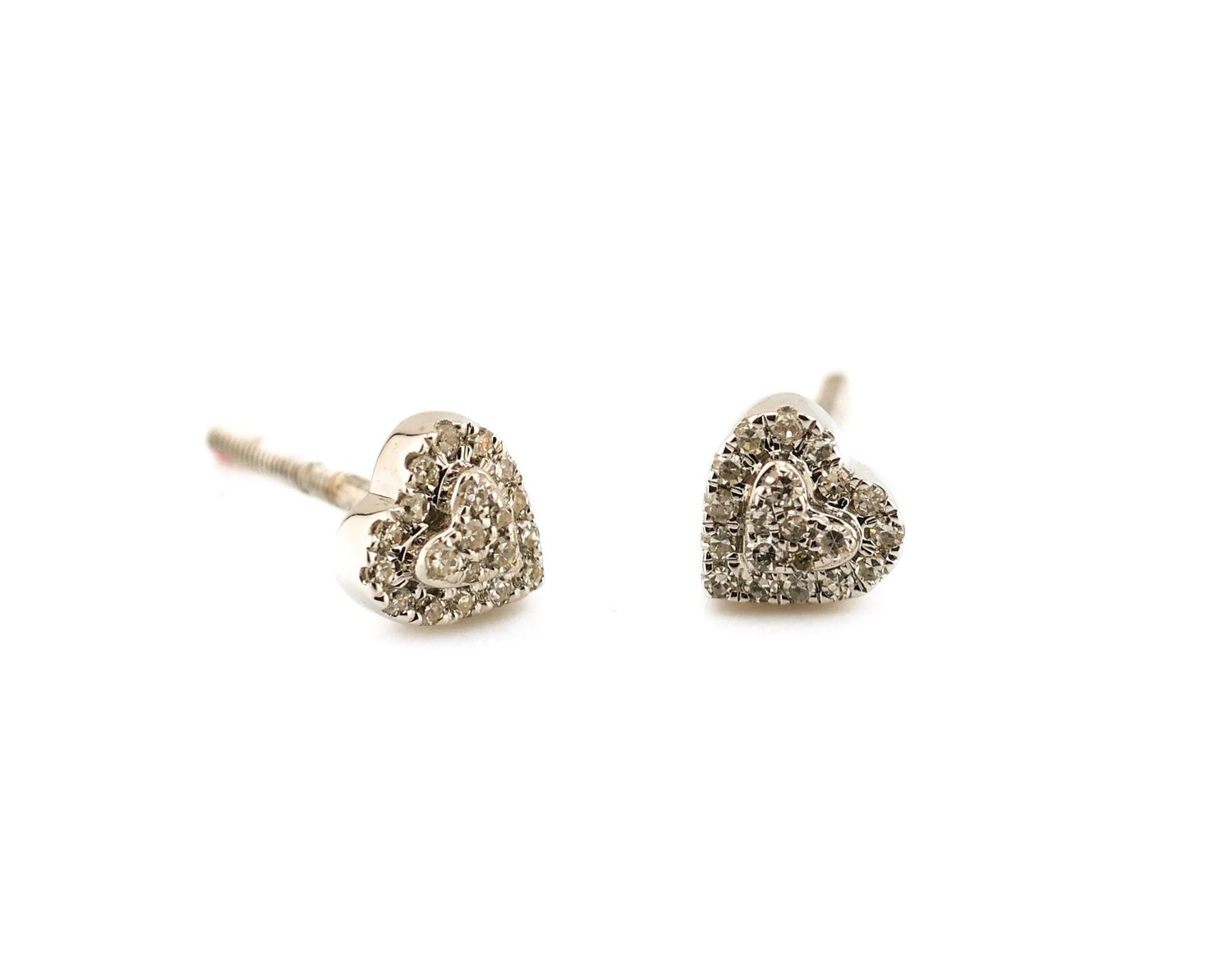10K WG Heart Diamond Earrings