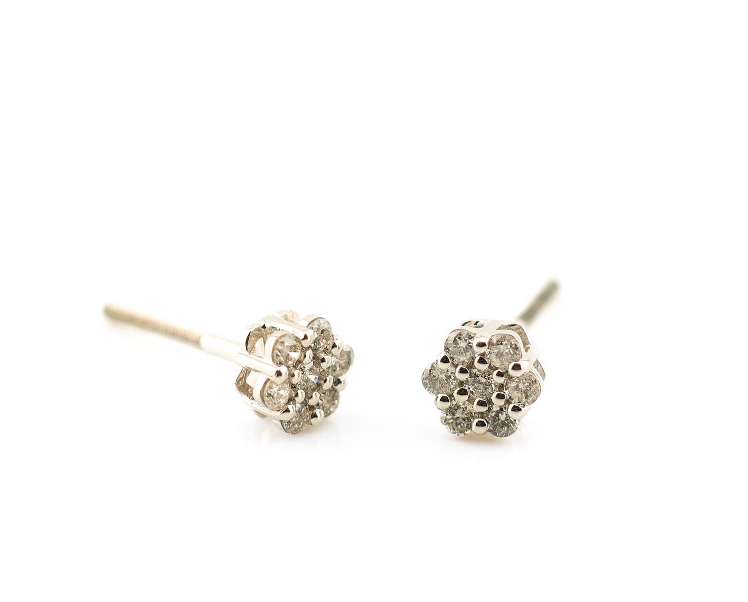 14K WG DIA Flower Earrings