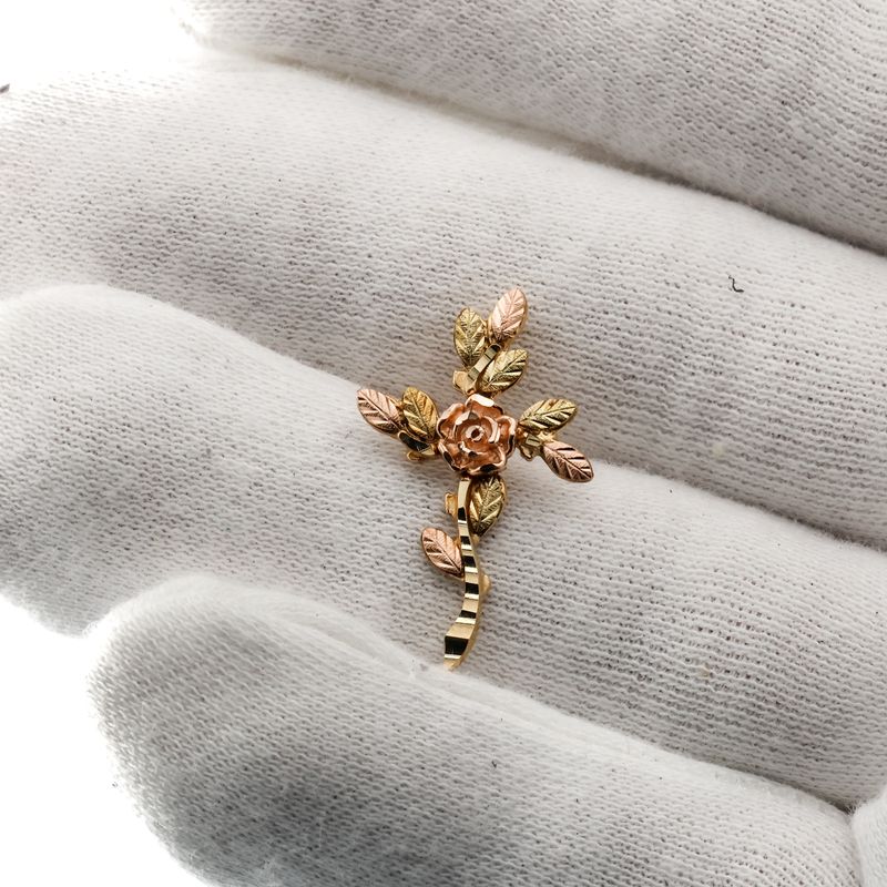 10k flower cross two tone