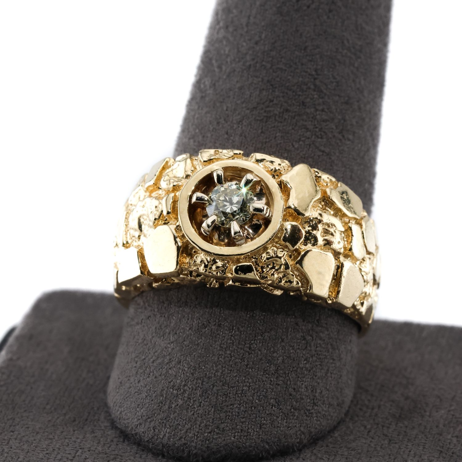 14k Center Diamond Nugget ring