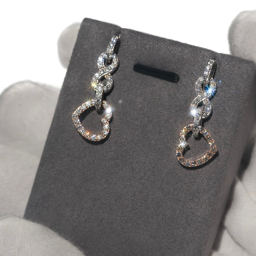 14k Natural heart infinity earrings