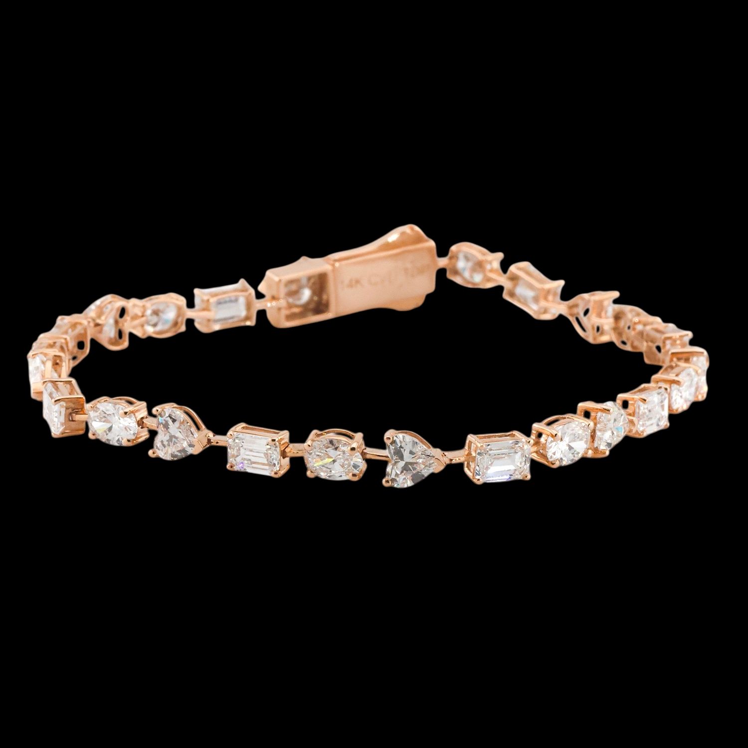 14k Rose gold Multi shape Bracelet