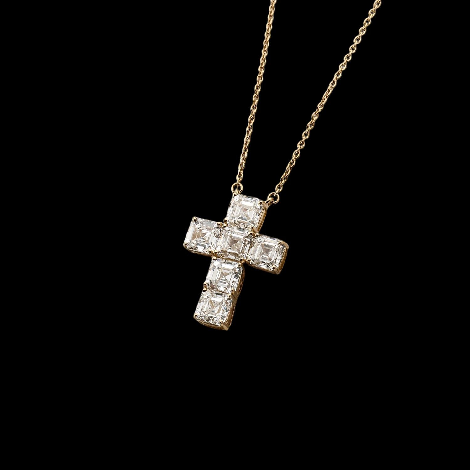 14k Asscher Cut Cross and chain