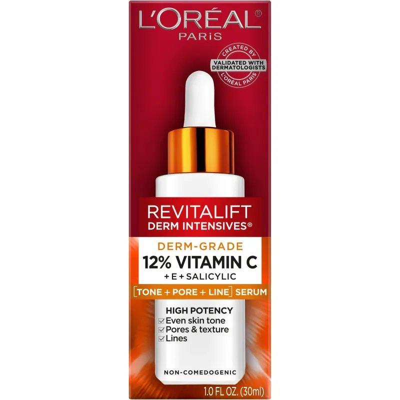 ​L&#39;Oréal Paris Revitalift Derm Intensives Serum – Tinh Chất Làm Sáng Da Với 12% Vitamin C Tinh Khiết, Vitamin E &amp; Salicylic Acid