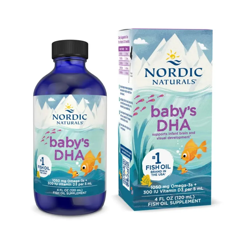 Dầu Cá Nordic Naturals Baby’s DHA – Hỗ Trợ Trí Não &amp; Thị Giác Cho Trẻ, 1050mg Omega-3, 4 fl oz (118ml)