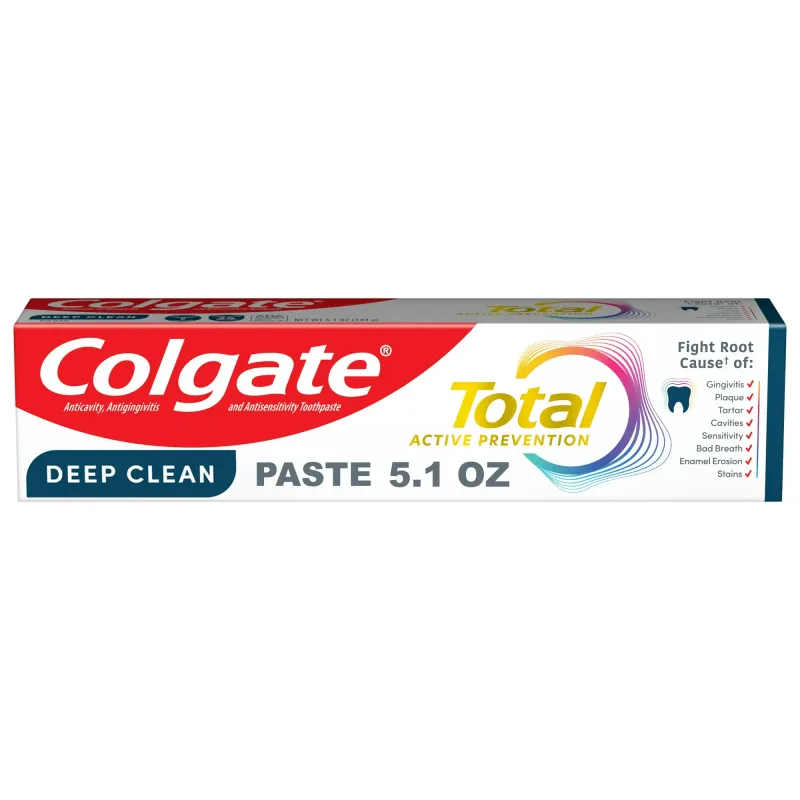 Colgate Total Active Prevention Deep Clean Toothpaste – Kem Đánh Răng Làm Sạch Sâu, Bảo Vệ Toàn Diện, Hương Bạc Hà