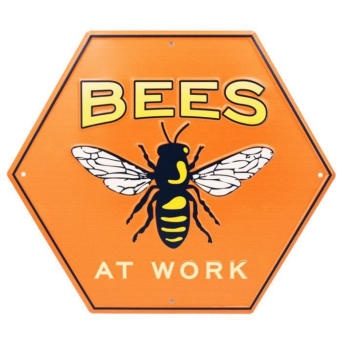 Bees at Work Metal Sign