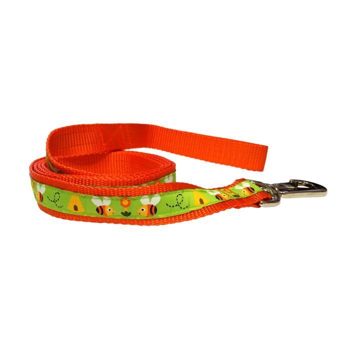 Dog Leash Orange Bees and Hives/Pumpkin 70"