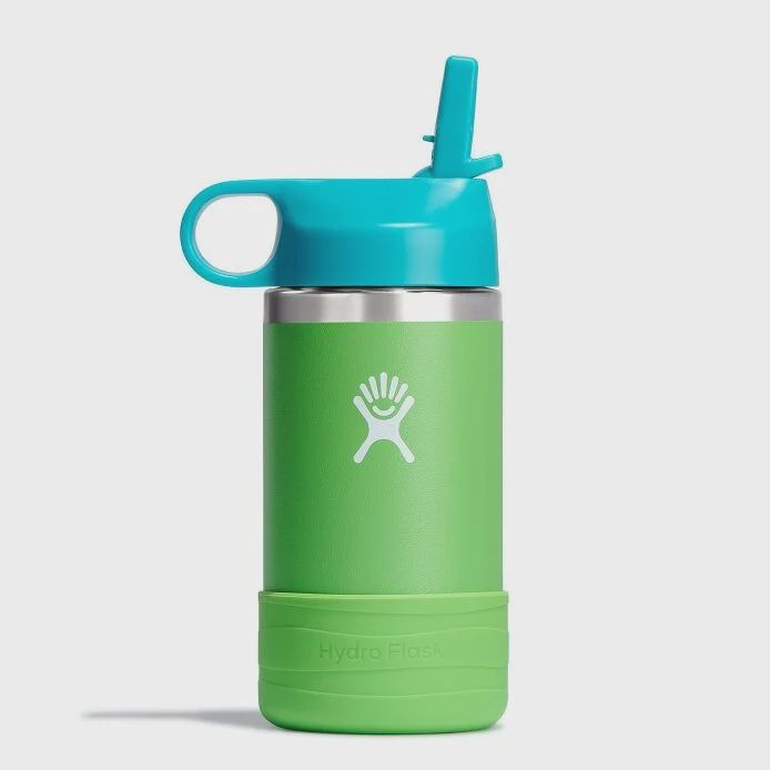 12oz Kids wide mouth w straw lid, Color: Grass