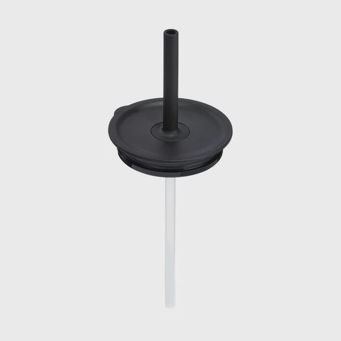 medium press-in straw lid, Color: black