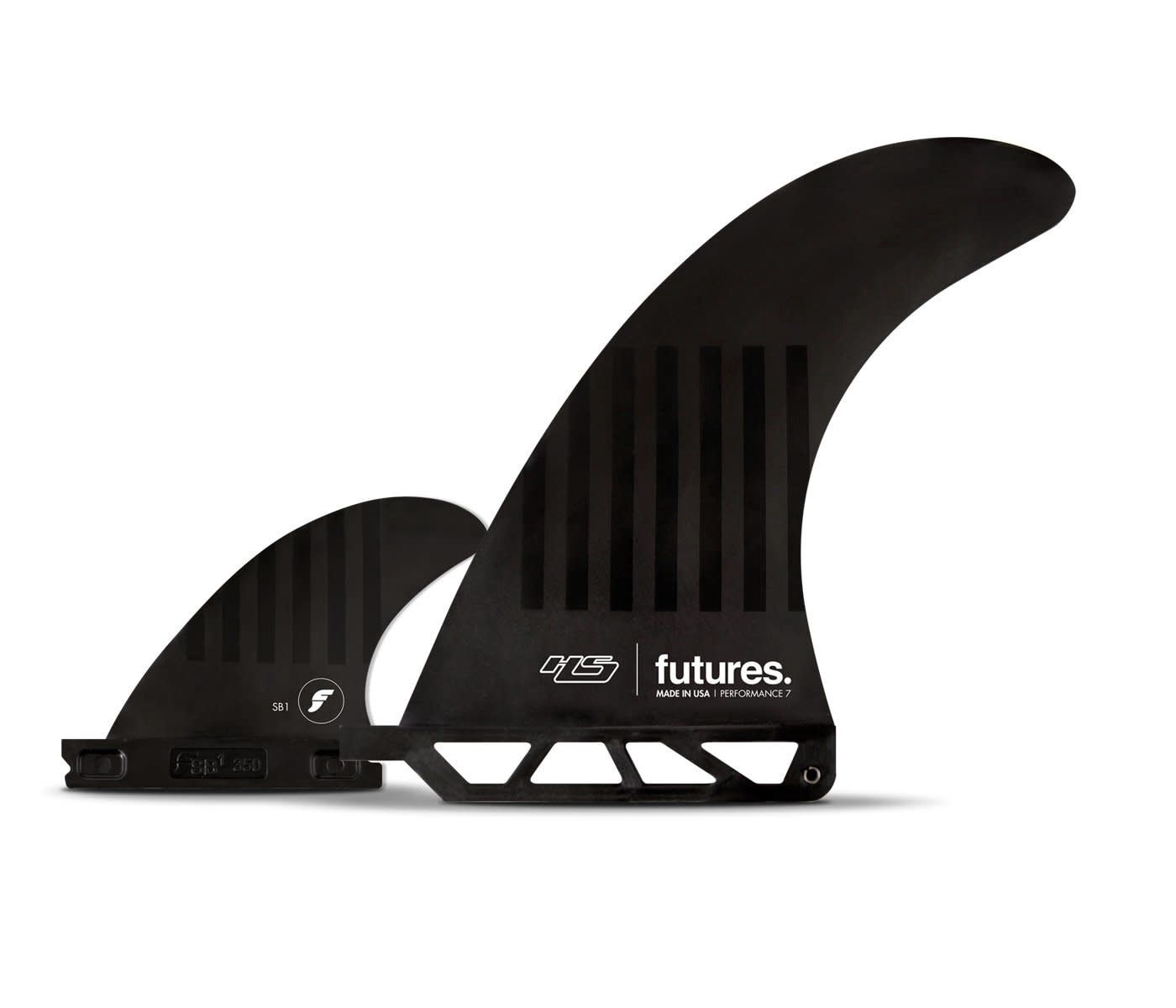 Futures HS 2+1 longboard fins, Color: blk/stripes, Size: 7inch SB1