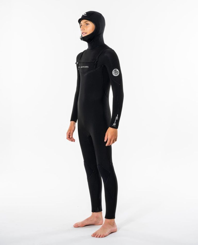 D/patrol 5/4 hooded wetsuit, Color: Black, Size: 10