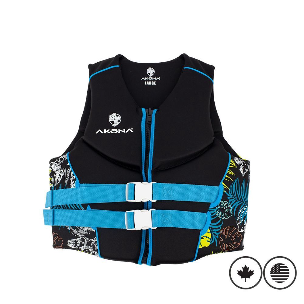 Women&#39;s neo lifejacket, Color: blk/sea/floral, Size: XSmall