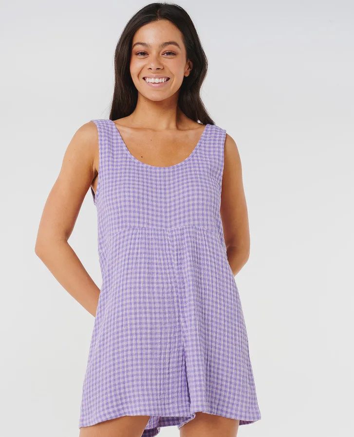 Premium Surf check romper, Colour: Purple, Size: XS
