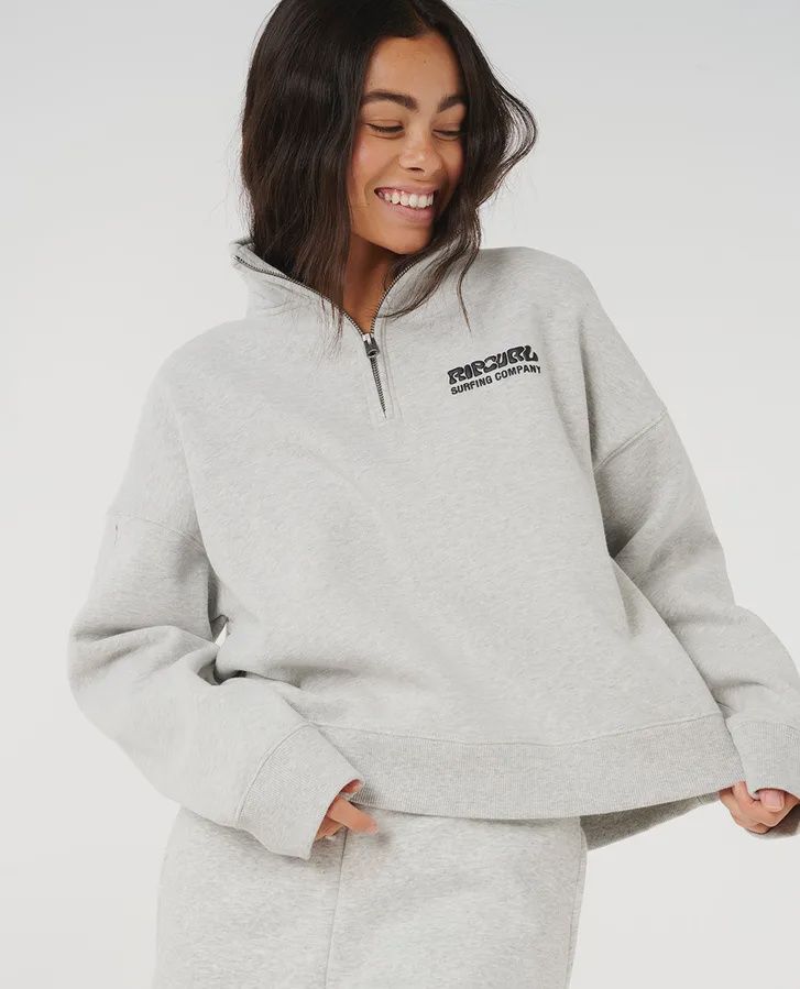 Surf Puff 1/4 zip, Colour: grey marle, Size: S