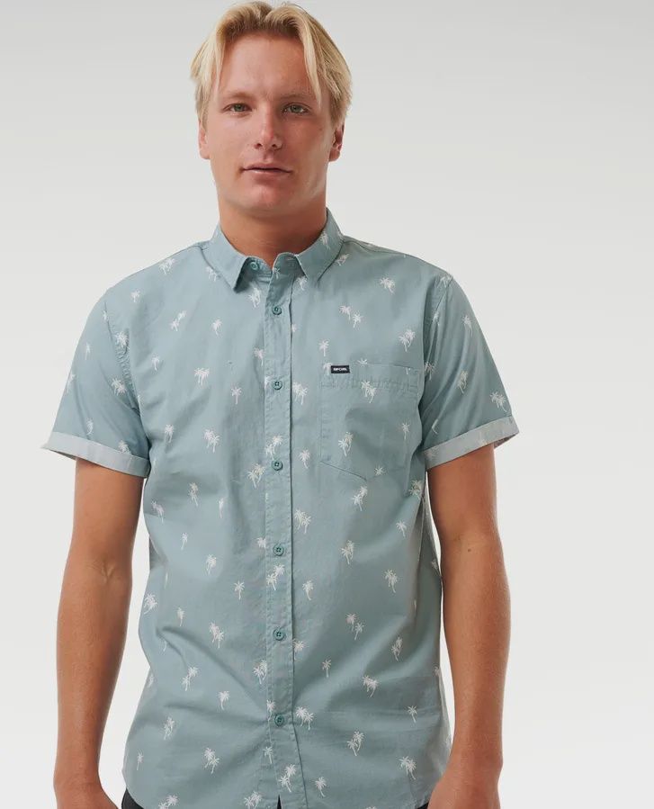 Paradise Palms s/s shirt, Colour: Mineral Blue, Size: M