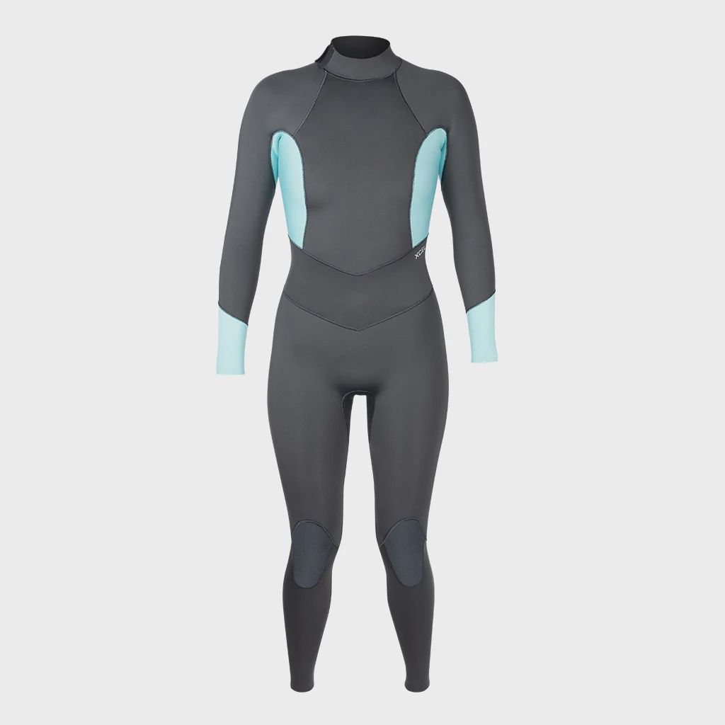 Women&#39;s Axis back zip 3/2 fullsuit, Colour: graphite-glacier blue, Size: 6