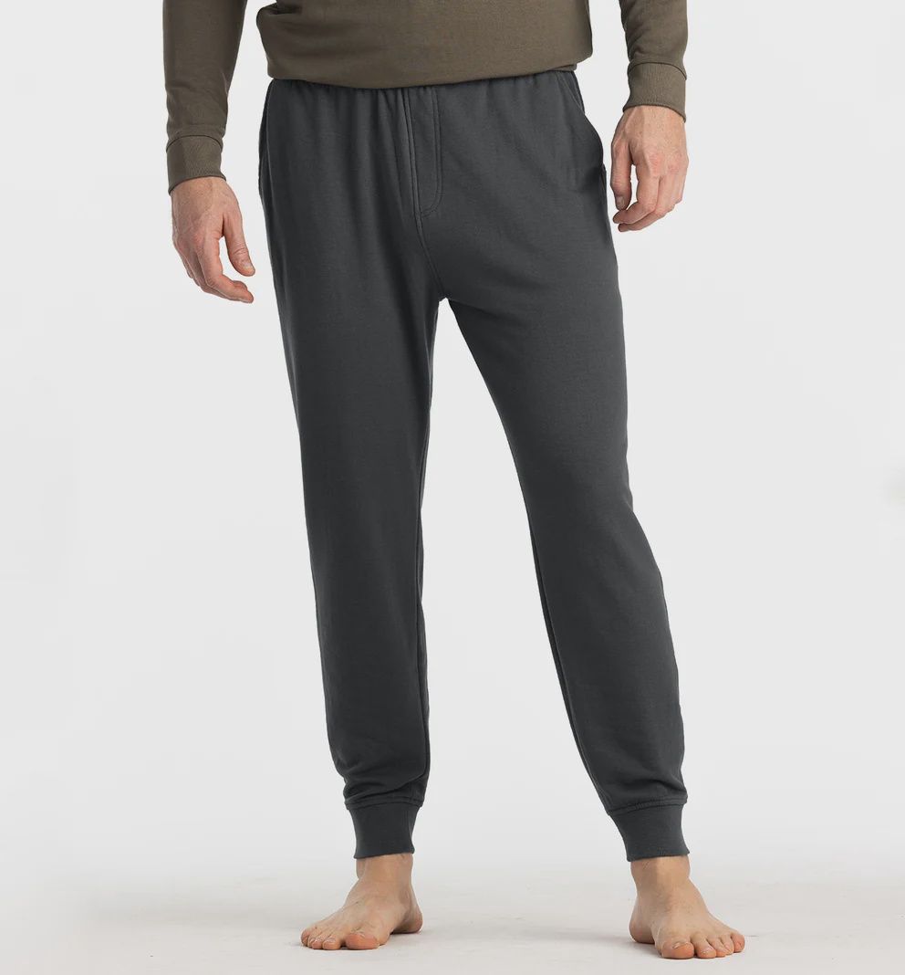 Men&#39;s bamboo lightweight fleece jogger, Colour: black sand, Size: M