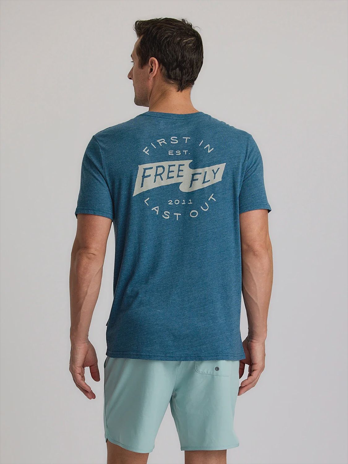 First and Last Tee, Colour: Heather Legoin Blue, Size: M