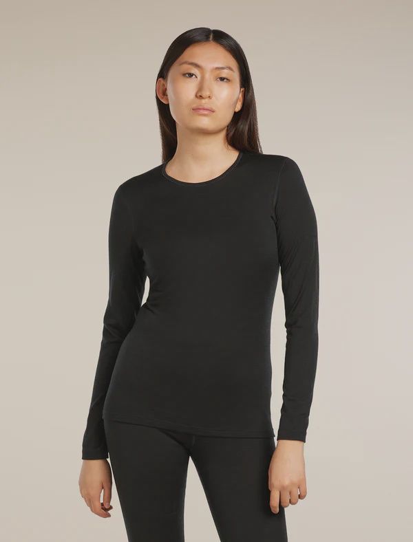 Women Merino 200 Oasis LS Crewe, Colour: Black, Size: S