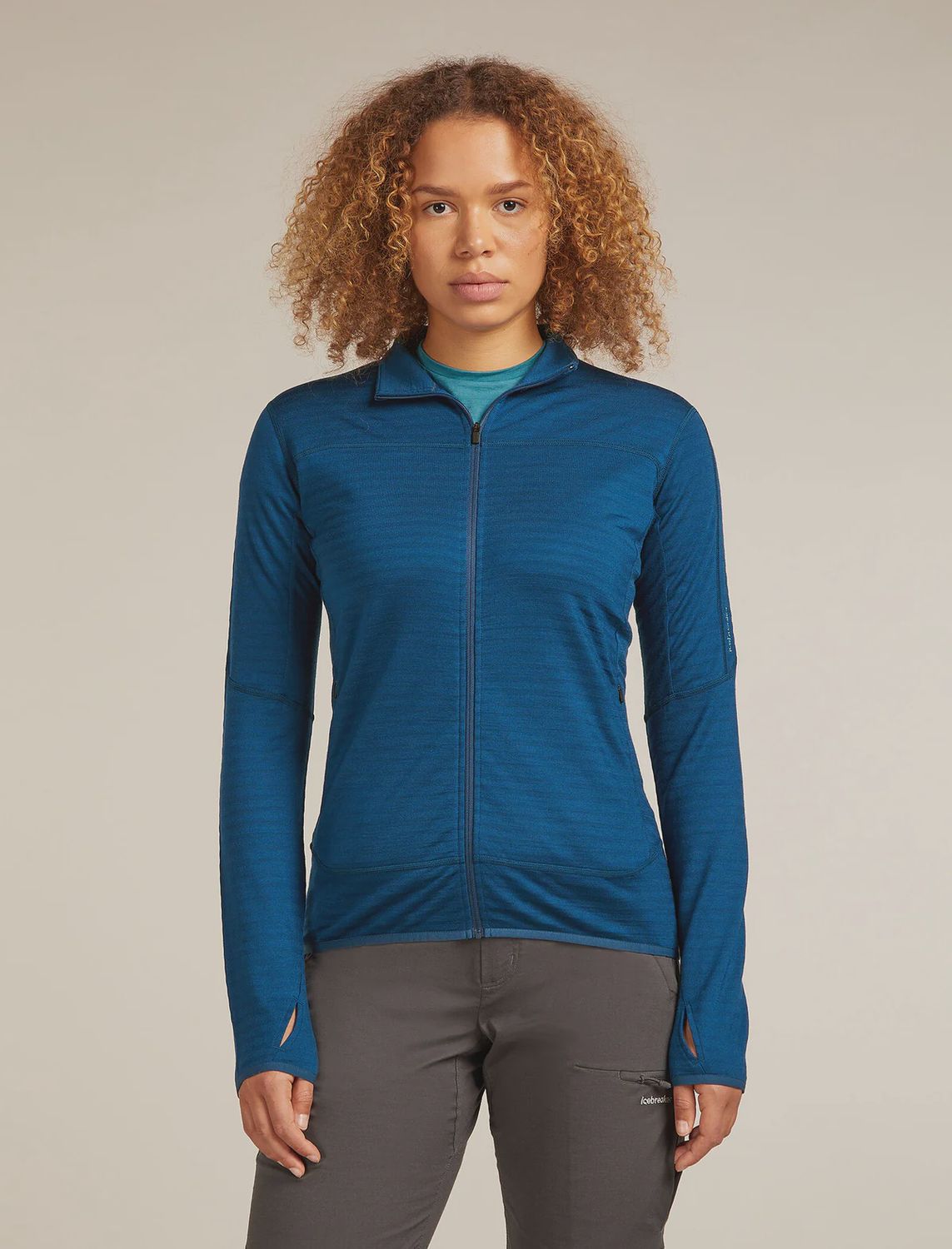 Women Merino Blend 300 RealFleece Descender LS Zip Hoodie, Colour: Topaz/Atlantis/CB, Size: S