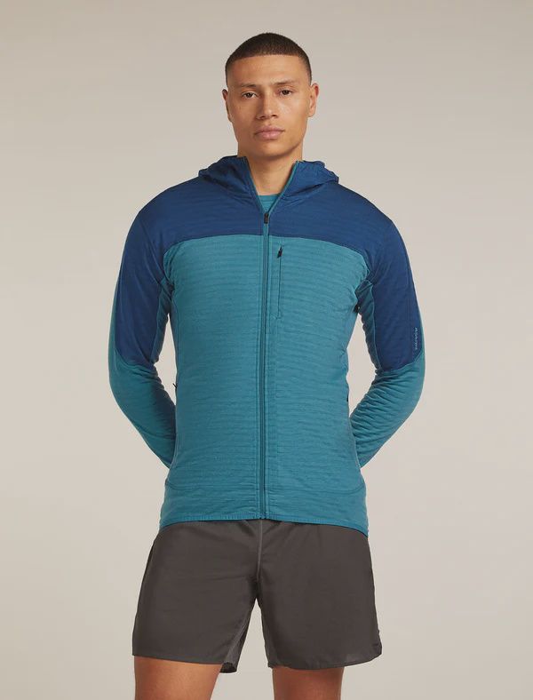 Men Merino Blend 300 RealFleece Descender LS Zip, Colour: Topaz/Atlantis/CB, Size: M