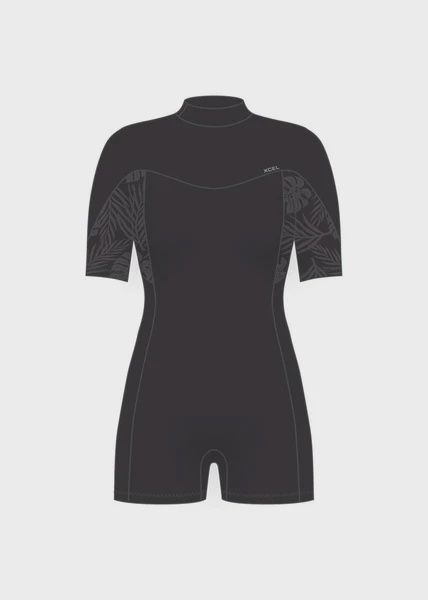 Women's Axis s/s back zip spring 2mm, Colour: black/black palm print, Size: 4