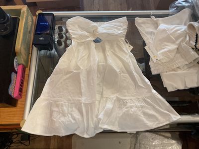 textured cotton strapless mini dress