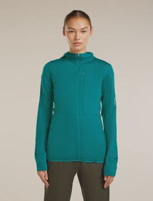 Women's merino 200 realfleece descender ls hood zip