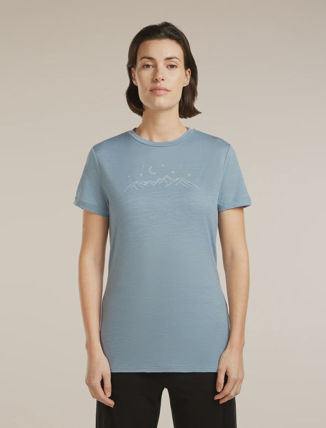 women merino 150 tech lite sparkling stars ss tee, Colour: flint blue, Size: S