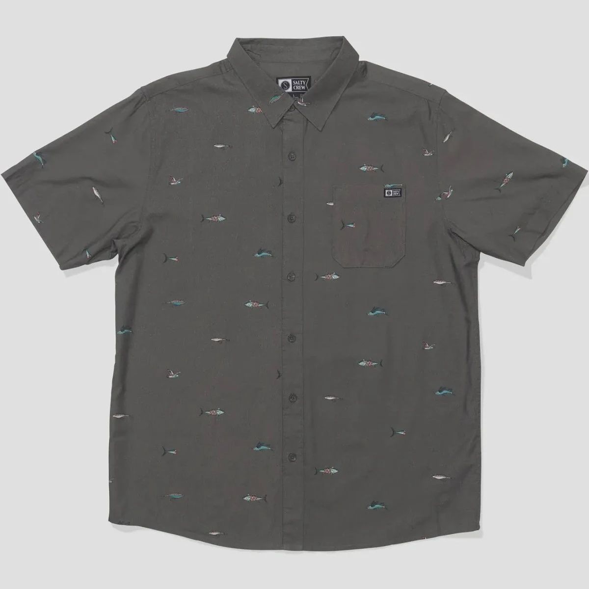 Crew SS Button Up, Colour: Charcoal, Size: M