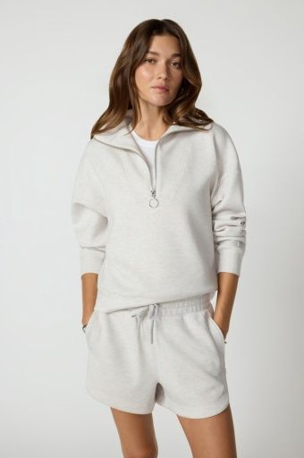 DREAMWEAVE LONG SLEEVE QUARTER ZIP, Colour: HTR MOONBEAM, Size: XS