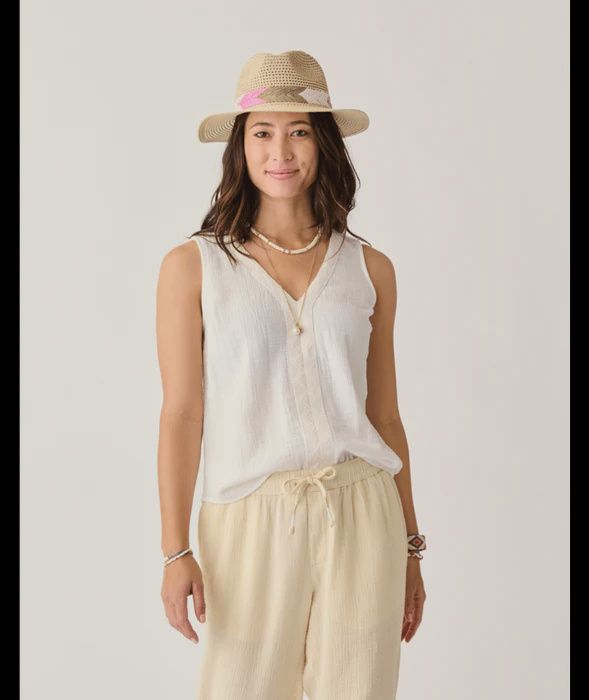 Kayla Gauze Tank, Colour: Cloud, Size: S