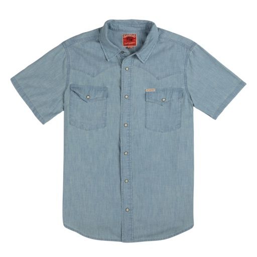 THE WYATT PEARL SNAP SHORT SLEEVE DENIM SHIRT, Colour: WASHED INDIGO CHAMBRAY, Size: X-Small