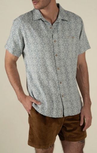 CITY SLICKER BUTTON UP SHORT SLEEVE, Colour: ARIZOLA CHEVRON - FADED BLUE, Size: X-Small