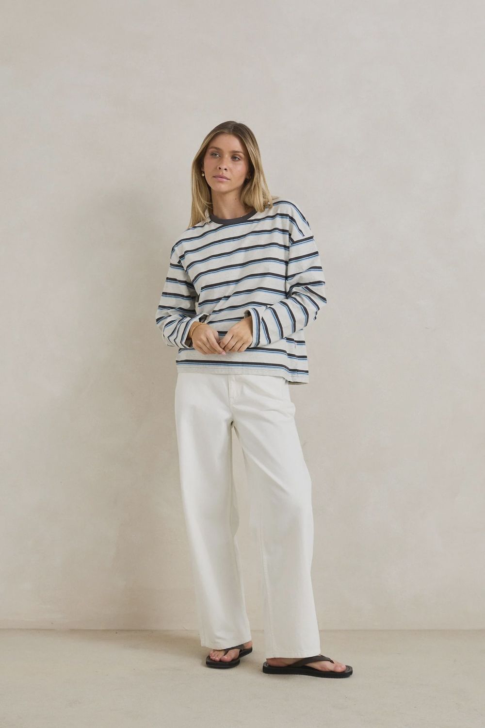 Porto Stripe Long Sleeve, Colour: GRY, Size: S
