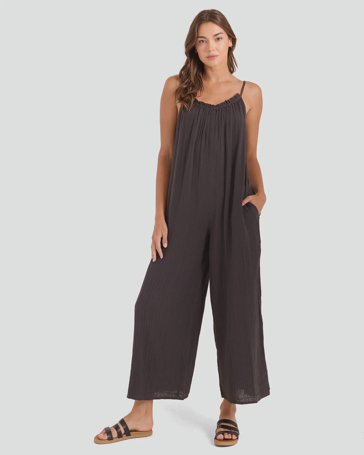 Ruffle Up Romper, Colour: Vintage Black, Size: xs