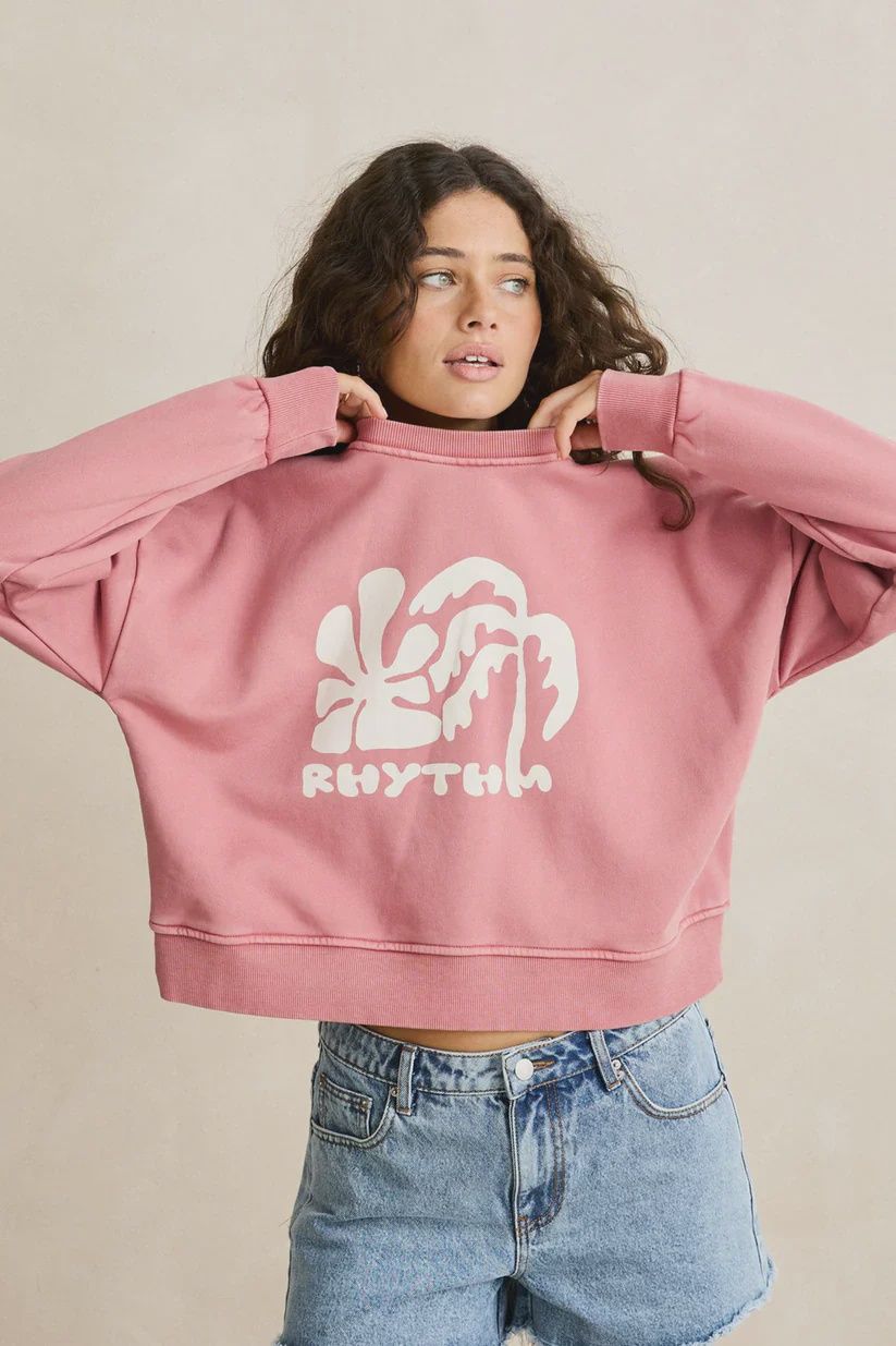 Sun and Palm Slouchy Crewneck Fleece, Colour: DPL, Size: S
