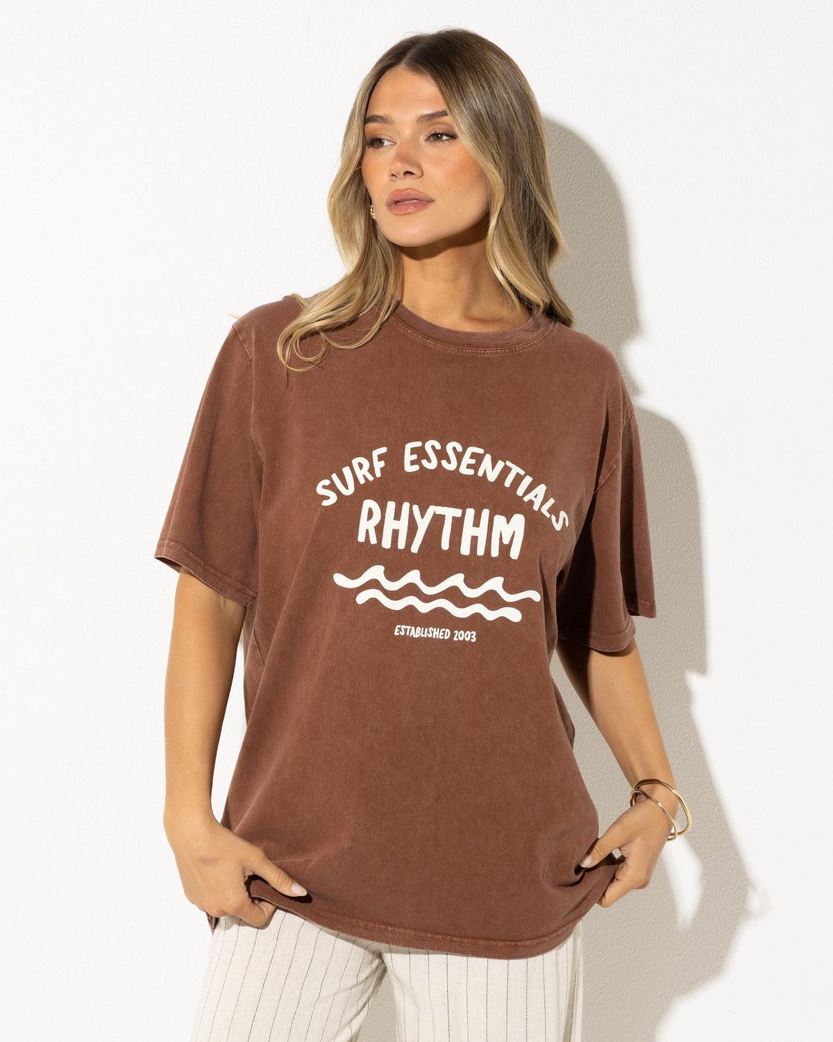 Surf Essentials Oversized Tee, Colour: Chocolate, Size: S