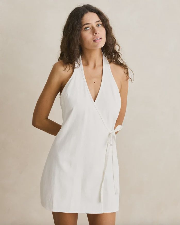 Louise Wrap Mini Dress, Colour: WHT, Size: XS